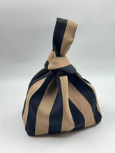 Load image into Gallery viewer, TokeII Knit Studio - Black Stripes - Knitted Knot Top Wrist Bag
