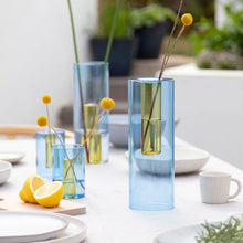 Load image into Gallery viewer, ColorLab Reversible Glass Vase by Block Design - large in Blue and Yellow
