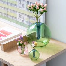 Load image into Gallery viewer, ColorLab Reversible Bubble Glass Vase by Block Design - Mini in Blue and Yellow
