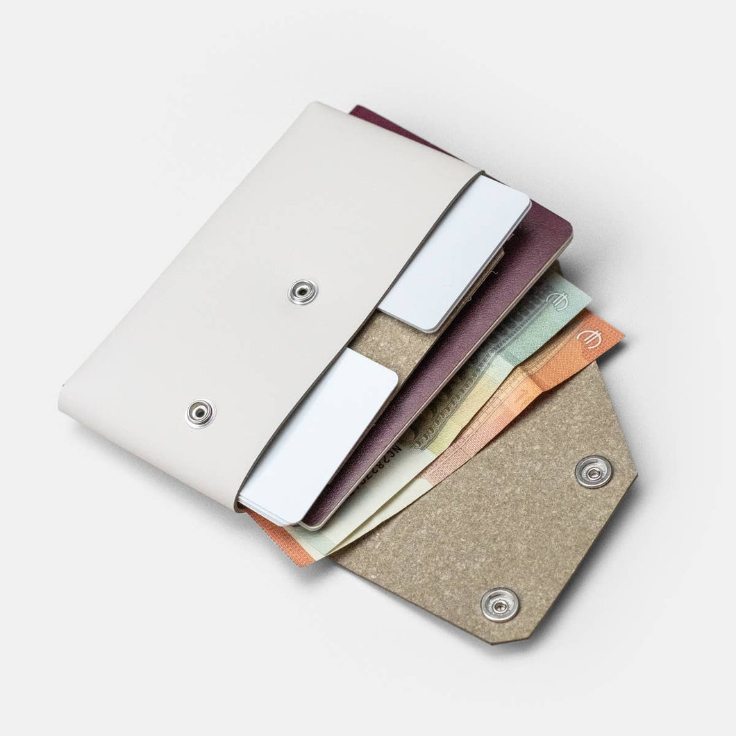 LEMUR Design Recycled Leather Travel Wallet in Grey