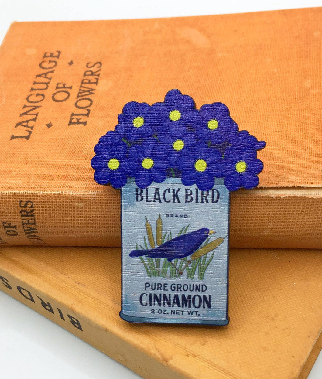 Su Owen - Vintage Flower Wooden Pin Badge-Anemones