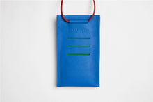 Load image into Gallery viewer, Unisex necklace phone pouch in royal blue leather, by Carré Royal, Paris
