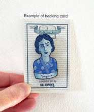 Load image into Gallery viewer, Su Owen - Jane Austen - Wooden Book Lovers Pin Brooch
