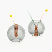 Load image into Gallery viewer, ColorLab Reversible Bubble Glass Vase by Block Design - Medium in Smoke and Amber
