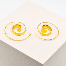 Load image into Gallery viewer, Spiral Threader Hoop Gold Plated Earrings, Hop Skip Flutter
