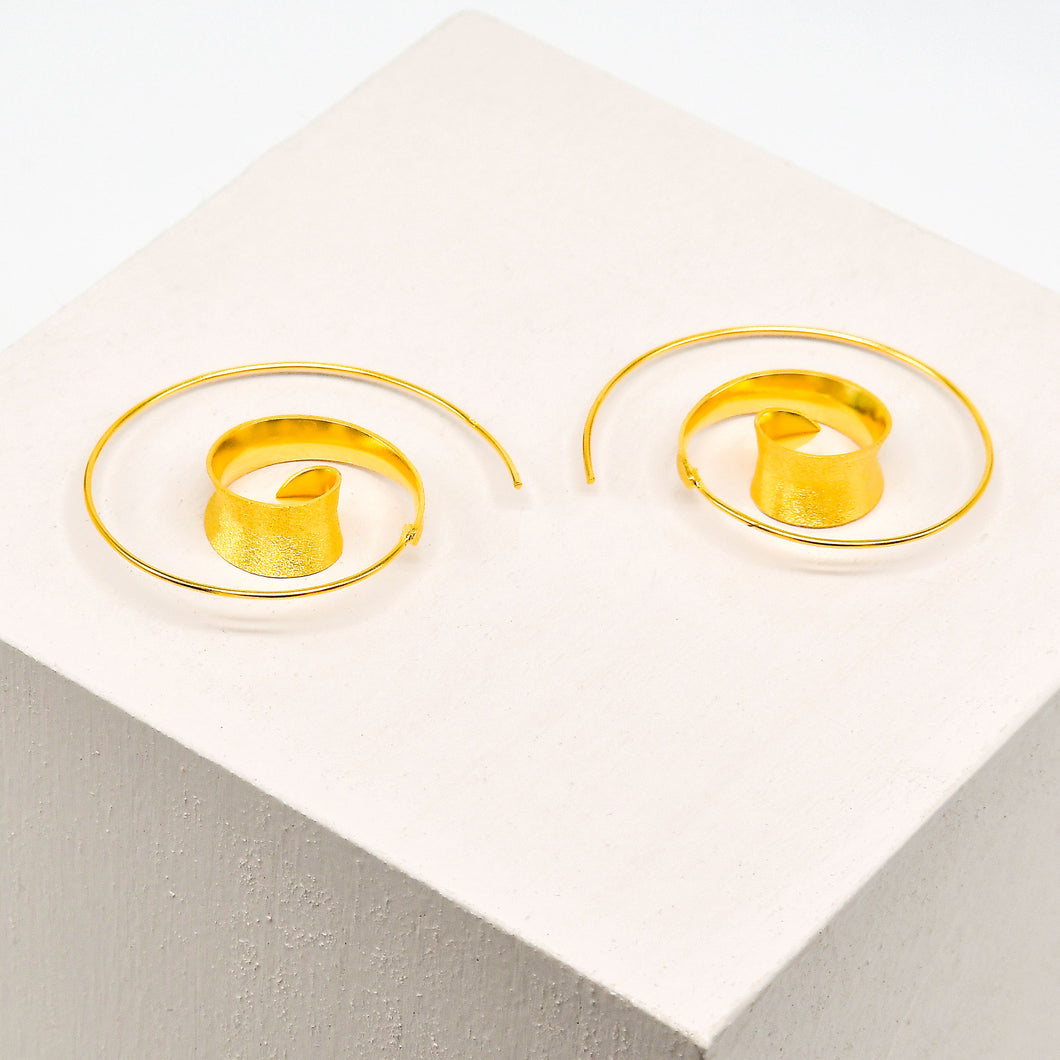 Spiral Threader Hoop Gold Plated Earrings, Hop Skip Flutter