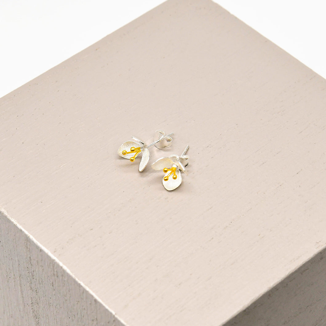 Snow Trillium Stud Earrings, Hop Skip Flutter