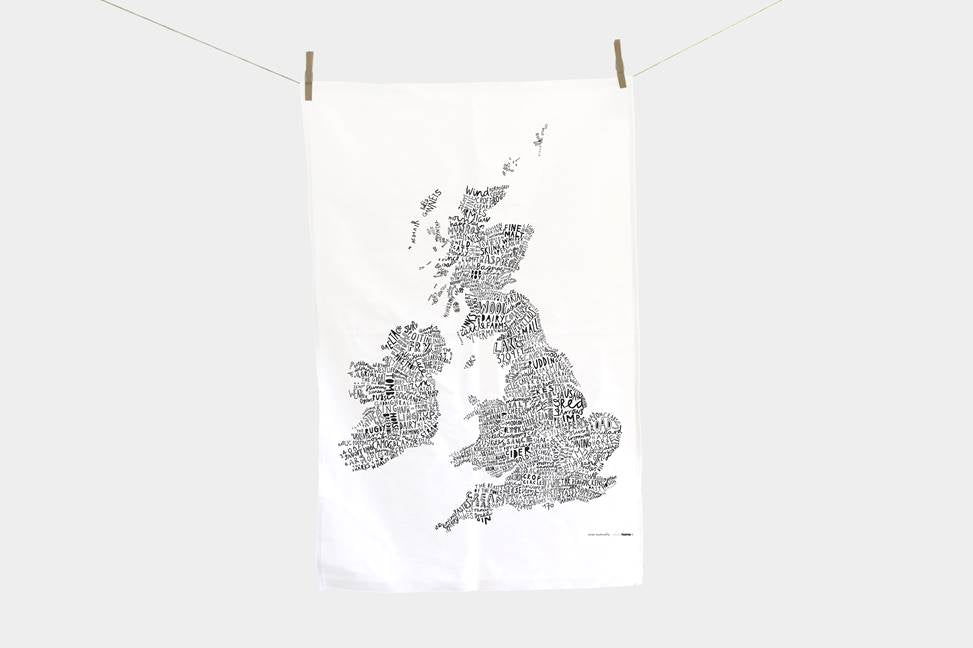 Word Map of the British Isles Tea Towels